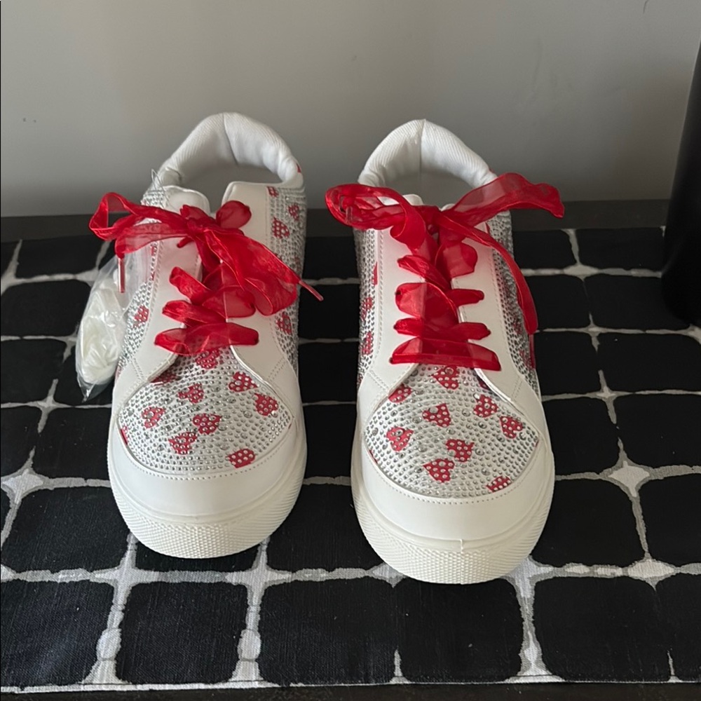 Cato White and Red Sneakers with Playful Design